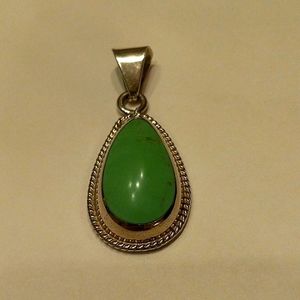Vintage 925 Silver Green Turquoise Pendant
